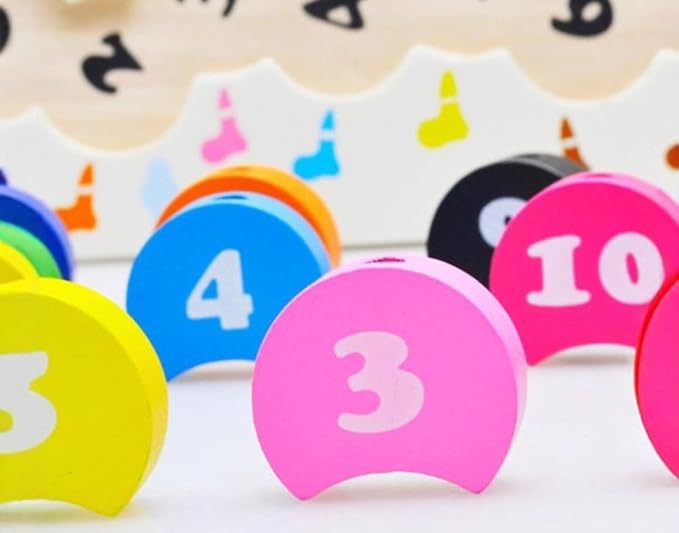 Montessori Caterpillar Number Beads, Wooden Threading Toy for Fine Motor Skills