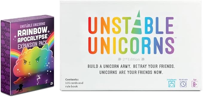 Unstable Games - Unstable Unicorns Rainbow Apocalypse Expansion Pack - designed to be added to your Unstable Unicorns Card Game
