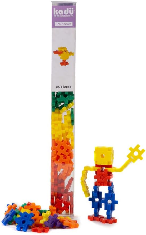 KADÜ 80 Piece Rainbow Set Kids Age 5+ Building Block STEM Interlocking Toy | Creative Mini Sensory Construction Puzzle tiles - Open Ended Play Gift Boys + Girls - Classroom Homeschool Manipulatives
