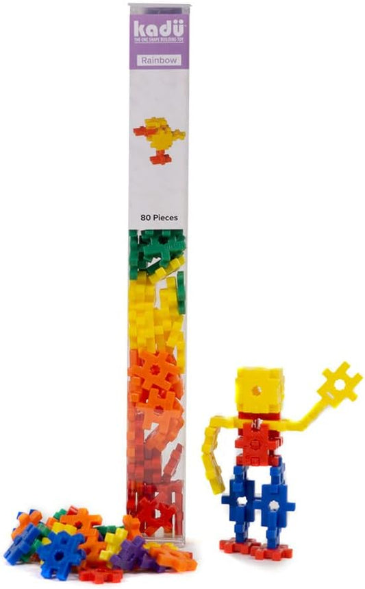 KADÜ 80 Piece Rainbow Set Kids Age 5+ Building Block STEM Interlocking Toy | Creative Mini Sensory Construction Puzzle tiles - Open Ended Play Gift Boys + Girls - Classroom Homeschool Manipulatives