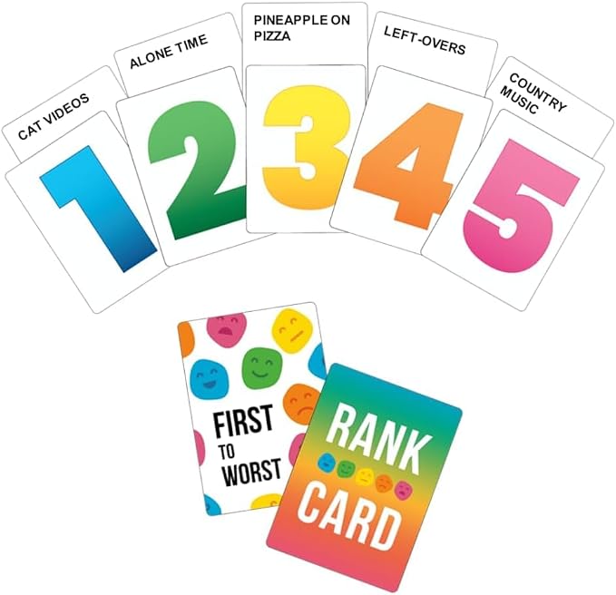 FIRST TO WORST Party Game – The Card Game About How Your Friends and Family Rank Things | Funny Ranking & Guessing Board Game for Friends & Family, Game Nights, Parties & Fun Gift Ideas