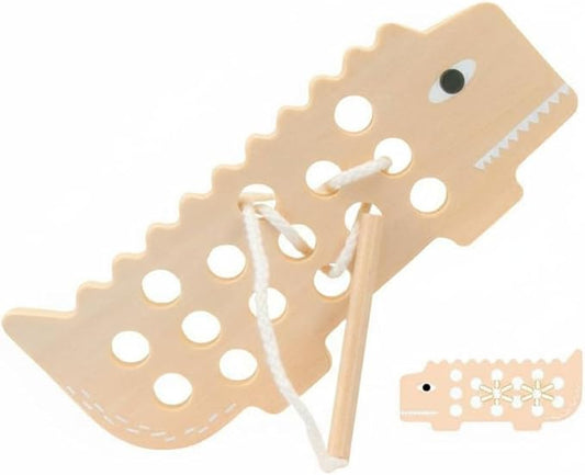 Children Threading Game Wooden Animal Lacing Board Toy Preschool Learning Board Hands On Lacing Puzzle Educational Fine Motor Skills Basswood Plywood, Crocodile