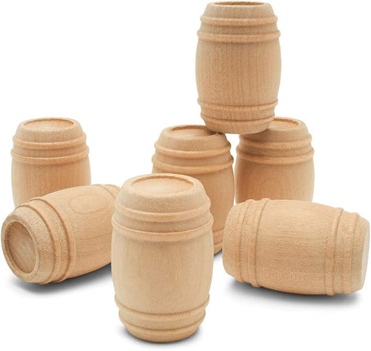 Wooden Pickle Barrel 1-5/8 Inch, Pack of 25, Small Unfinished Cargo Drums, Perfect for Miniatures, Scale Models, Mini Train Making or Woodworking Craft Projects, by Woodpeckers