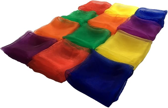 Dance Scarves Music Scarves for Children Movement and Juggling 12pcs