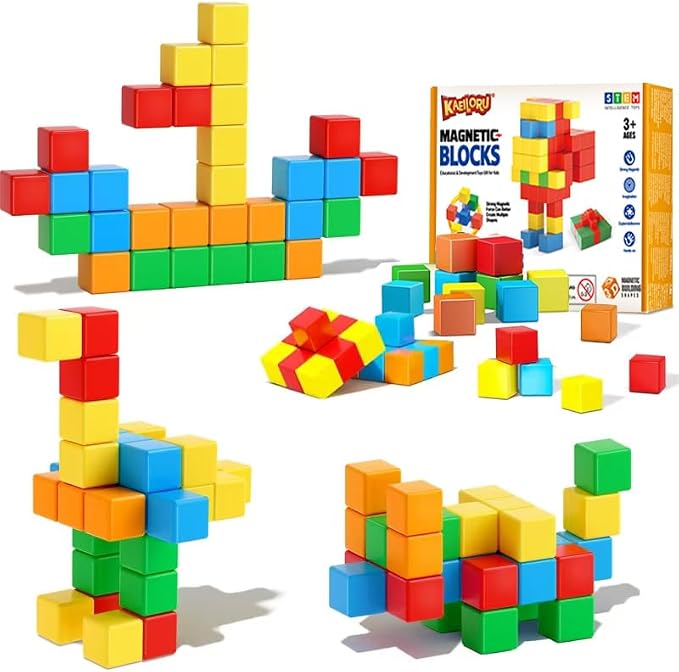 KAEILORU Magnetic Blocks Toys for Toddler Girls Boys Age 3-5 5-7 4-8 Magnetic Building Cubs Stem Sensory Toys, Preschool Learning Activities Birthday Gift for 3 4 5 6 7 Year Old