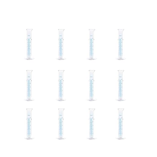 Plastic Graduated Cylinder Set - 25ml/50ml/100ml Measuring Cylinders for Science Lab, Chemistry Experiments, Kids Education - Shatterproof, Durable & BPA-Free (12-Pack 25ml)