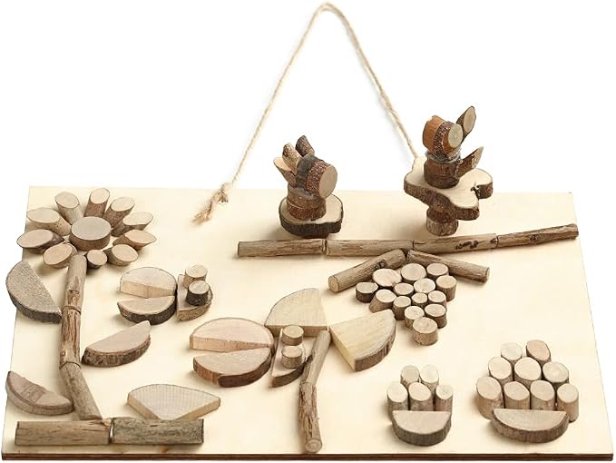 LAZACA Wood Craft Kits DIY, 250 Pcs, 19.5X13X3.5cm | Ages 5-10 Wooden Art Paint Bulk Crafts Garden Playset Loose Parts Play Materials