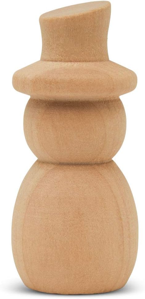 Snowman Peg Dolls 2-13/16 inch, Pack of 50 Wooden Peg Dolls for Christmas Crafting, Nativity Scenes, Holiday Decorations, by Woodpeckers