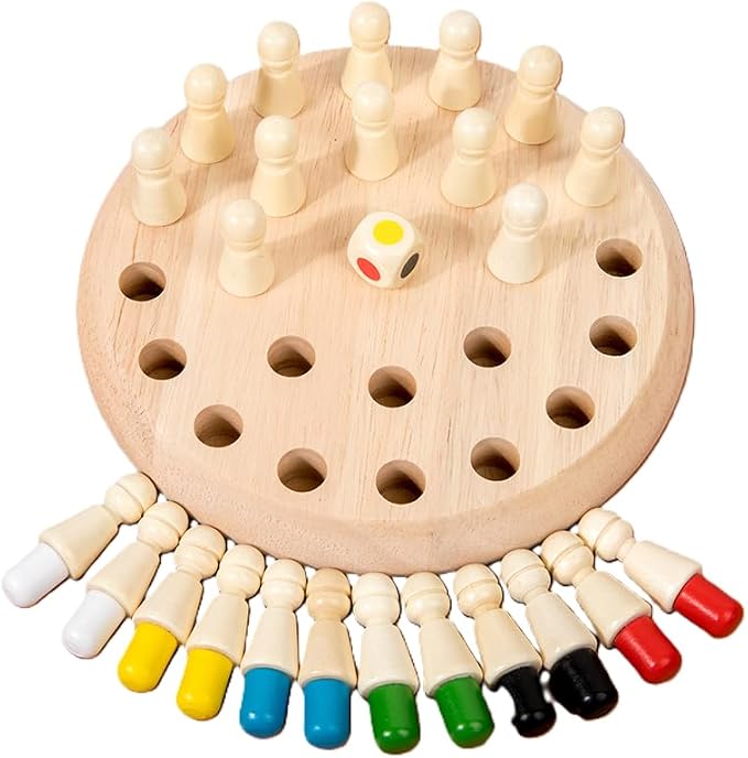 Sensorial Wooden Memory Match Color Peg Board Chess Game, Color Memory Family Game Battle Game (Basic) Interaction, Educational Toy Intelligent Game Boys and Girls Age 3+ Gift