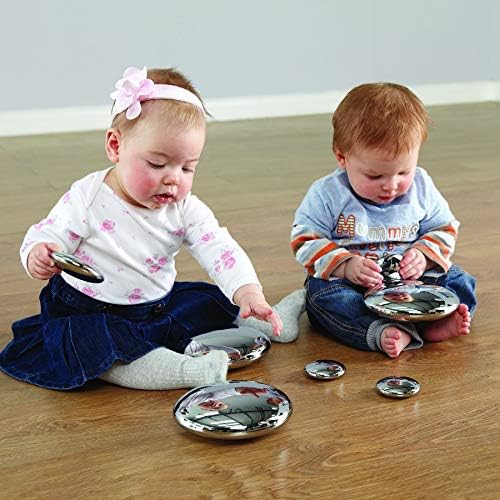 TTS Sensory Mirrored Stacking Pebbles, 20pc Silver Metallic Balance Stones | Loose Parts Play for Preschool & Classroom, Sort & Sequence Toy, Ages 10 Months+