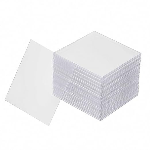 Luxshiny 100Pcs Clear Optical Slides 0.86 X 0.86 Inch Disposable Plastic Blank Microscope Slide for Lab Science Education Urine Tests Plants Flowers Specimens