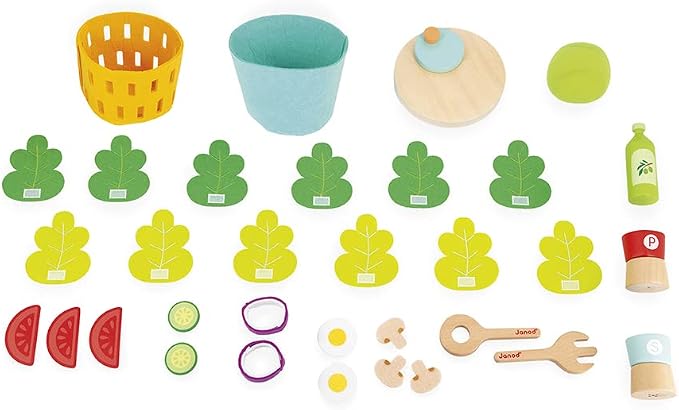 Janod - My Mixed Salad - 33 Piece Pretend Play Kitchen Set - 3 Years + J06595 | Ideal for Toddlers - Enhances Imaginative Play - Fake Food Cooking Toys - Perfect Birthday Gift for Kids 3 and Up