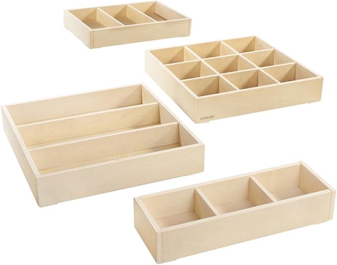 Kaplan Early Learning Company Loose Parts Stacking Wooden Trays - Set of 4
