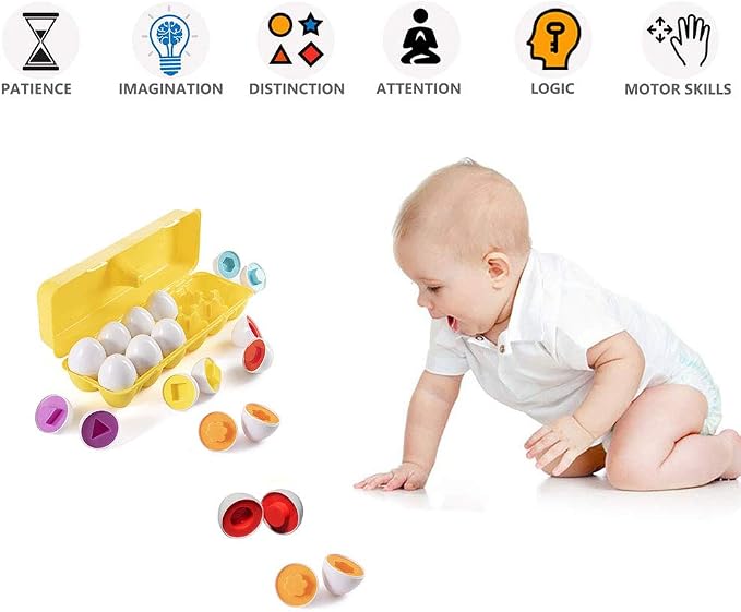 JUNBESTN Easter Matching Eggs Connect Eggs Parlour Games Toys Gifts for 2 3 Years Old Kids Toddler Baby Girls Boys Shape Color