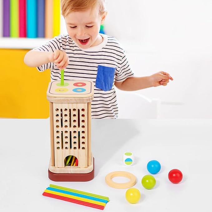 Montessori Game Wooden Board Game, 40 Colorful Wooden Sticks Dice Game Math Educational Toys for 3 4 5 6 Years Old,Math Educational, Fine Motor Skill Toy for Girls Boys, Gift for Kids