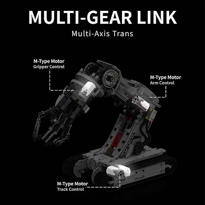 UNCLE BRICK Technical Tracked Robot Arm Building Block Kits,STEM Educational Toys,Upgraded Version Remote & APP Controlled,Set for Boys and Girls 8-14,Technical Robotic Arm Set for Adult(1468Pcs)