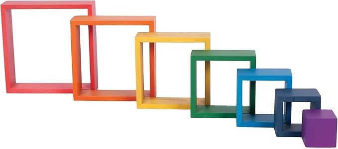 tickit Wooden Rainbow Architect Squares, Nesting Puzzle | Stacking Blocks for Ages 1+