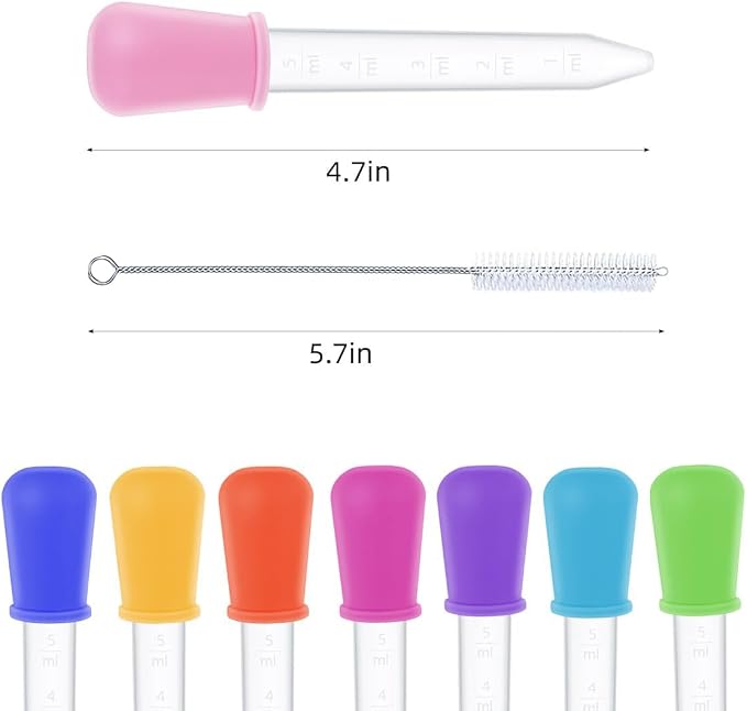 Colorful Eye Dropper, 10 PCs Silicone and Plastic Droppers with Bulb Tip, Sensory Bin Tools, Droppers for Kids Crafts and Gummy Making, Kids Candy Mold - 10 Colors