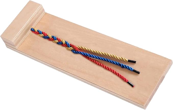 WRITWAA Wooden Hair Braiding Kit for Kids, Practice Board | Montessori Learning Activity, Develops Hand-eye Coordination, Fine Motor Skills, Smooth Edges, 11.79 Inch Size, Preschool Use