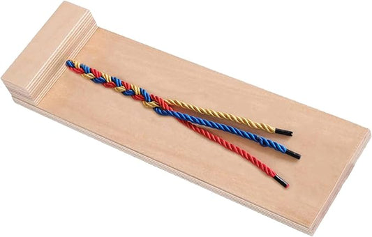 WRITWAA Wooden Hair Braiding Kit for Kids, Practice Board | Montessori Learning Activity, Develops Hand-eye Coordination, Fine Motor Skills, Smooth Edges, 11.79 Inch Size, Preschool Use