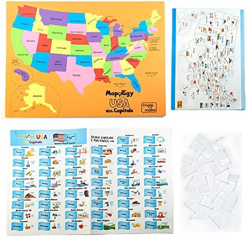 Imagimake Mapology USA & World Map Puzzle, Learn Countries, Flags, Capitals | Educational Toy, Match Flags & Capitals, Back to School Gift for Boys & Girls Ages 5,6,7,8,9,10,11,12 Years Old
