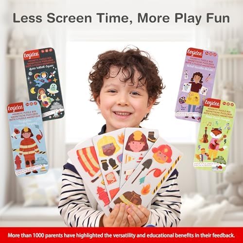 Magnetic Puzzle Box for Kids Ages 3-5 Firefighter Travel Puzzle Game | 30+ Magnetic Pieces, Boost Fine Motor Skills, Quiet Travel Toy, Gift for Girls and Boys
