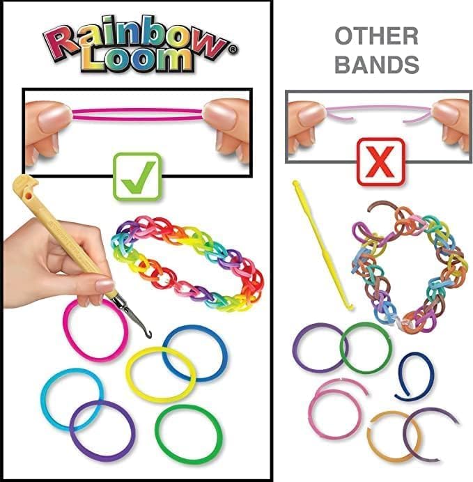 Rainbow Loom Original Rubber Band Bracelet Making Kit with Metal Hook | Complete 628-piece craft set includes 600 latex-free bands, C-clips, and loom board for Ages 7+, 2014 Toy of the Year