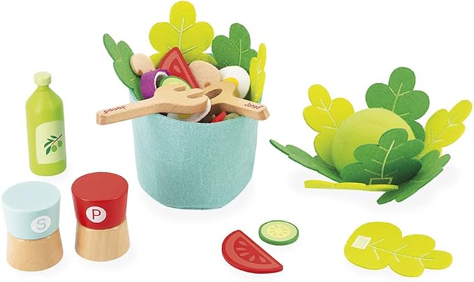 Janod - My Mixed Salad - 33 Piece Pretend Play Kitchen Set - 3 Years + J06595 | Ideal for Toddlers - Enhances Imaginative Play - Fake Food Cooking Toys - Perfect Birthday Gift for Kids 3 and Up