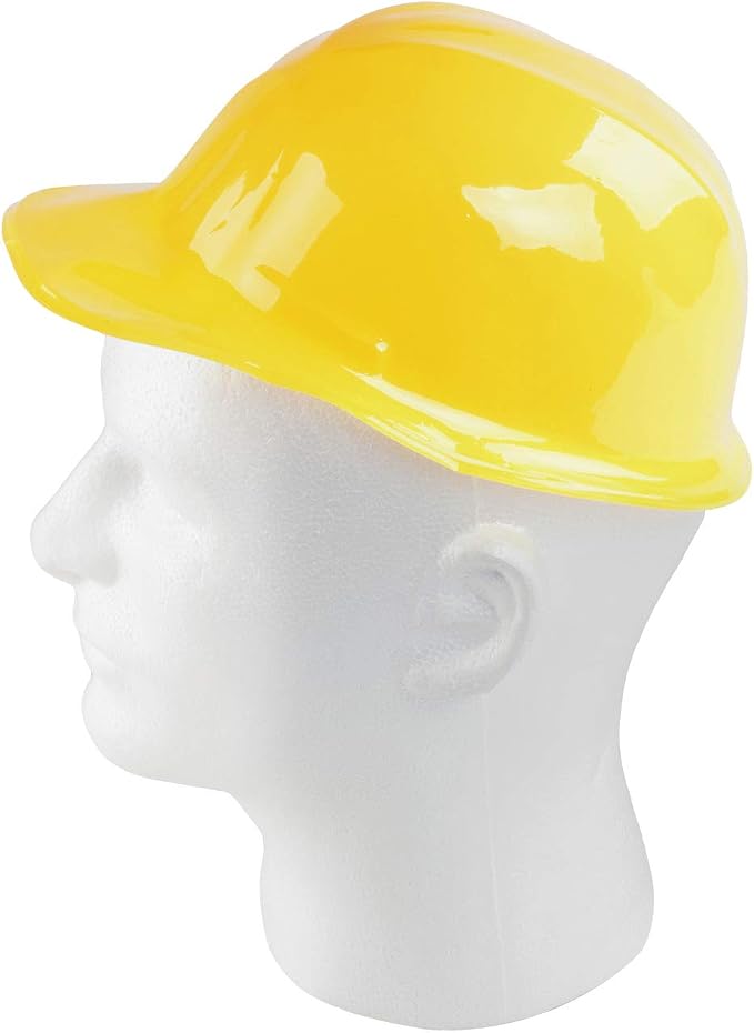 Super Z Outlet 12 Pack Yellow Construction Hard Hat Plastic Birthday Party Supplies Worker Caps Set Halloween Costume Toy