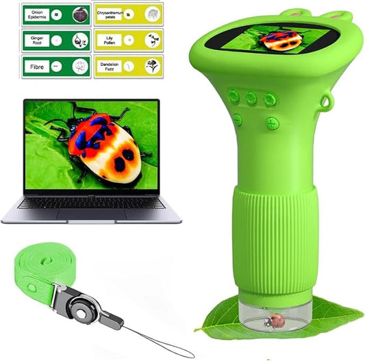 WINWEND Kids Microscope Pocket Microscope -1000X Portable Microscope for Kid | Photo and Video Mini Microscopes | 2'' Digital Little Scientist Microscopes for 3-10 Age Years Old Boys Girls Toys Gifts