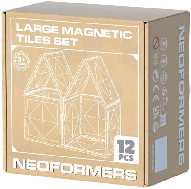 Large Magnetic Tiles Set -12PCS Square Magnetic Tiles Expansion Pack, STEM Educational Construction Stacking Blocks, Compatible with Major Brands