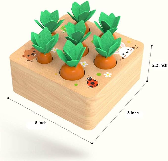 Ancaixin Montessori Toys for Babies 6-12 Months, Wooden Toys for 1 Year Old | Educational Carrot Harvest Toy for Toddlers, Shape Sorting Matching Puzzle, Developmental Birthday Gifts for Boys and Girls
