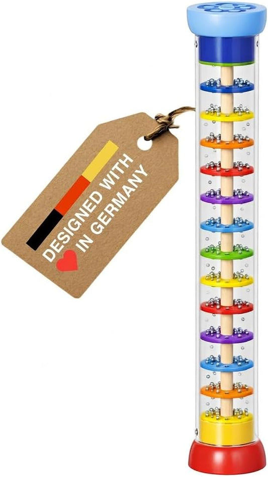 Goki Wooden Rain Stick Musical Instrument I Montessori Rainmaker Toy for Toddlers 1-3 - Sensory Baby Rattle & Auditory Development Toy for Boys & Girls - Wooden Rainstick