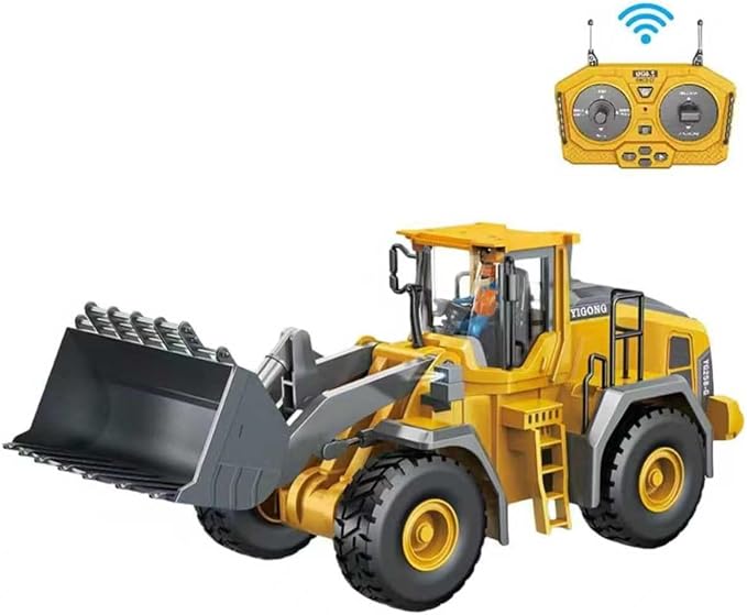 Remote Control Loader, 9-Channel Loader Toy with Metal Shovel, 2.4Ghz Remote Control Engineering Vehicle, Ideal Gift for Boys Aged 6-11