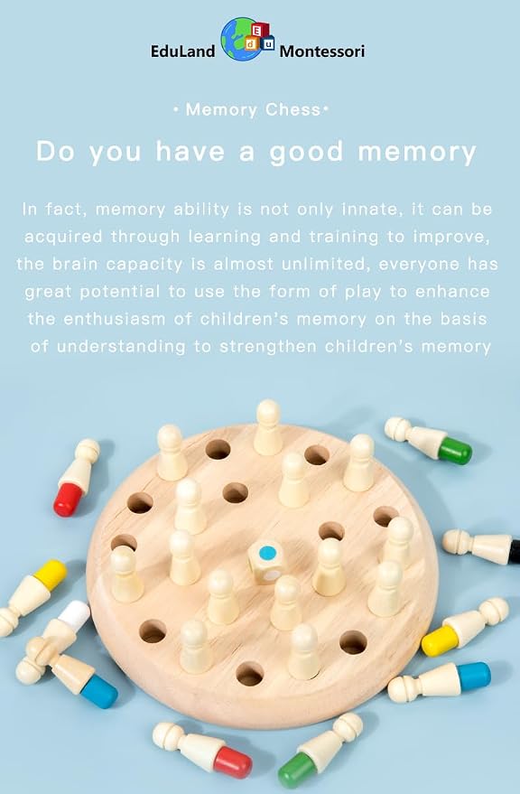Sensorial Wooden Memory Match Color Peg Board Chess Game, Color Memory Family Game Battle Game (Basic) Interaction, Educational Toy Intelligent Game Boys and Girls Age 3+ Gift