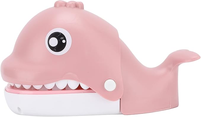 Bite Finger Whale Toys Whale Mouth Dentist Bite Finger Toy Finger Push Teeth Vibrant Paint Surface Smooth Free of Sharp Edges No Loose Parts Self Contained (Pink Whale)
