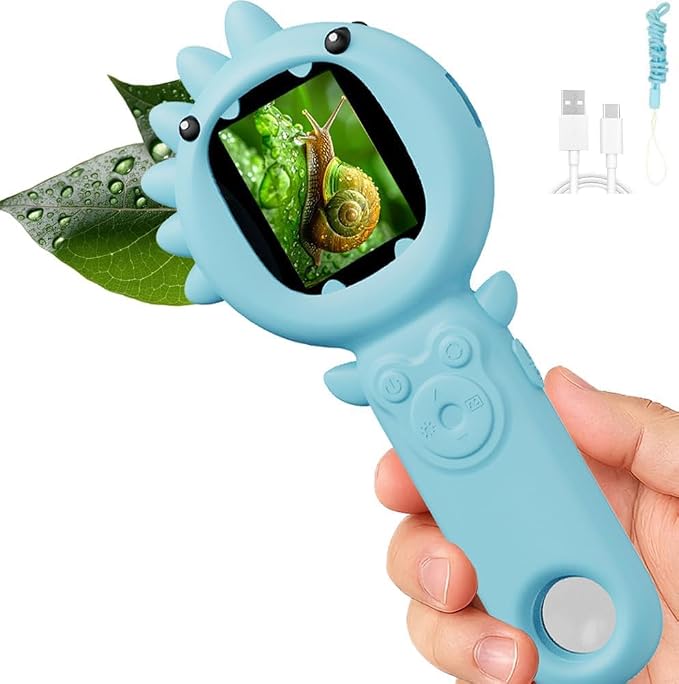 Portable Microscope for Kids & Toddlers, Mini Pocket Handheld Microscope with Photo and Video Function, STEM Educational Science Kit (32GB Card) (Blue) (Blue)
