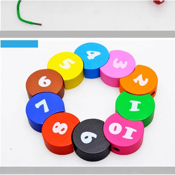 Montessori Caterpillar Number Beads, Wooden Threading Toy for Fine Motor Skills