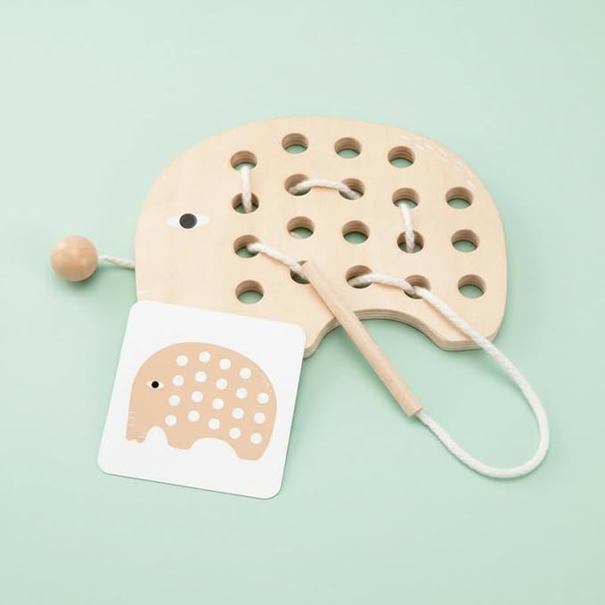 Children Threading Game Wooden Animal Lacing Board Toy Preschool Learning Board Hands On Lacing Puzzle Educational Fine Motor Skills Basswood Plywood, Crocodile
