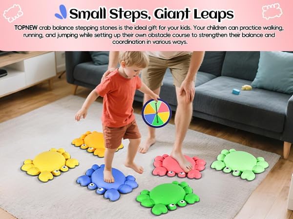 TOPNEW Stepping Stones for Kids, Non-Slip Balance Stepping Stones for Promoting Children's Coordination Skills, Toddler Stepping Stones Obstacle Course for Kids Age 3 4 5 6 7+