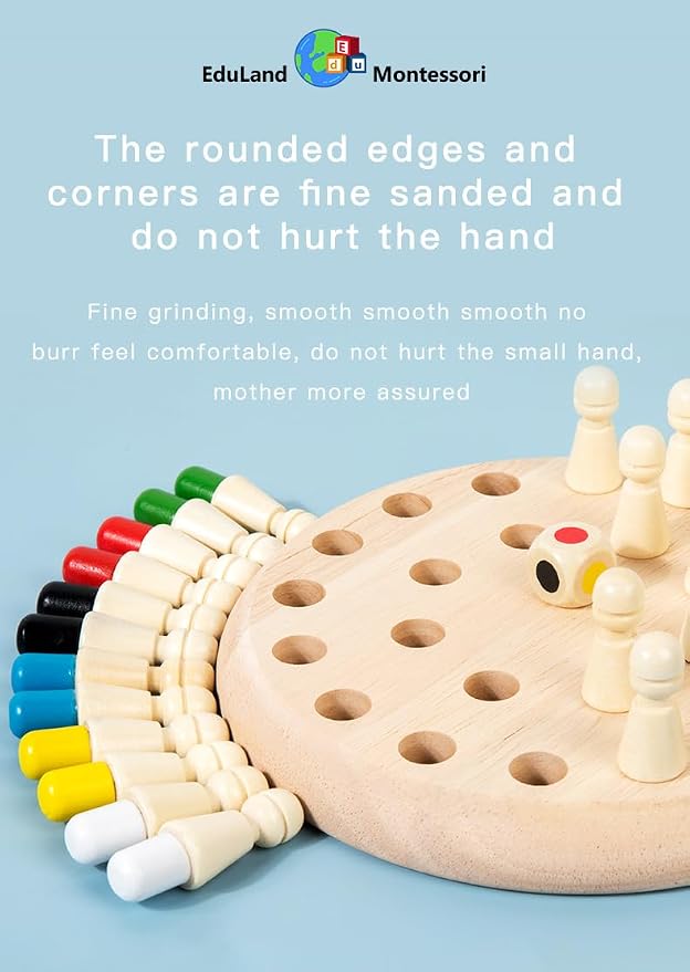 Sensorial Wooden Memory Match Color Peg Board Chess Game, Color Memory Family Game Battle Game (Basic) Interaction, Educational Toy Intelligent Game Boys and Girls Age 3+ Gift