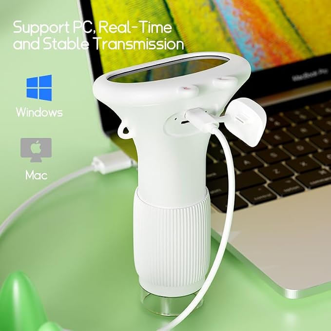 Kids Microscope with 50X-1000X Zoom, Lightweight Educational Toys Microscope for Kids to Explore Nature, Handheld Microscope with 2" Screen for School and Outdoor Travel （White）