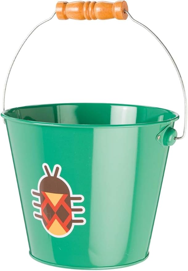 Toysmith Kids Gardening & Beach Bucket – 5″ Metal Pail with Grippable Handle | Assorted Bee & Beetle Colors | Durable Steel for Outdoor Play - 1 Count