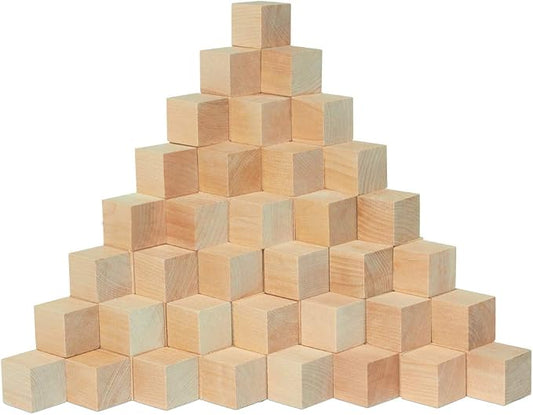 DIY Wood Cubes 1-1/4-inch, Pack of 100 Small Wooden Blocks, Wooden Blocks for Crafts, STEM, Building, and Blank Wood Dice, by Woodpeckers