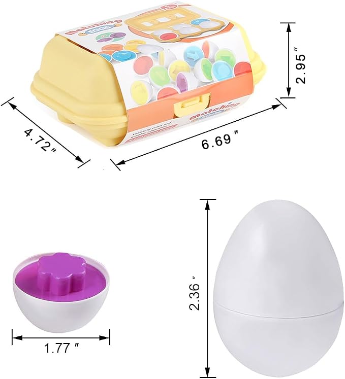 Hhyn Color Shape Matching Eggs, 6 Eggs | Preschool Learning Educational Sorting Easter Eggs Toys Gift Recognition Skills for Kids Boys Girls