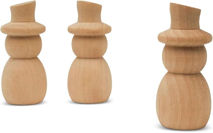 Snowman Peg Dolls 2-13/16 inch, Pack of 50 Wooden Peg Dolls for Christmas Crafting, Nativity Scenes, Holiday Decorations, by Woodpeckers