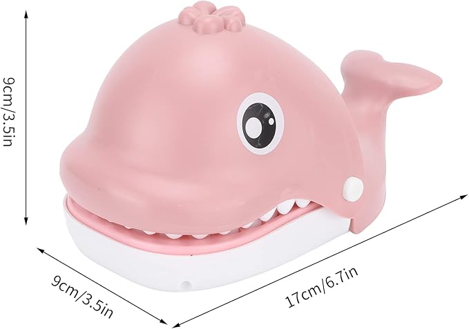 Bite Finger Whale Toys Whale Mouth Dentist Bite Finger Toy Finger Push Teeth Vibrant Paint Surface Smooth Free of Sharp Edges No Loose Parts Self Contained (Pink Whale)