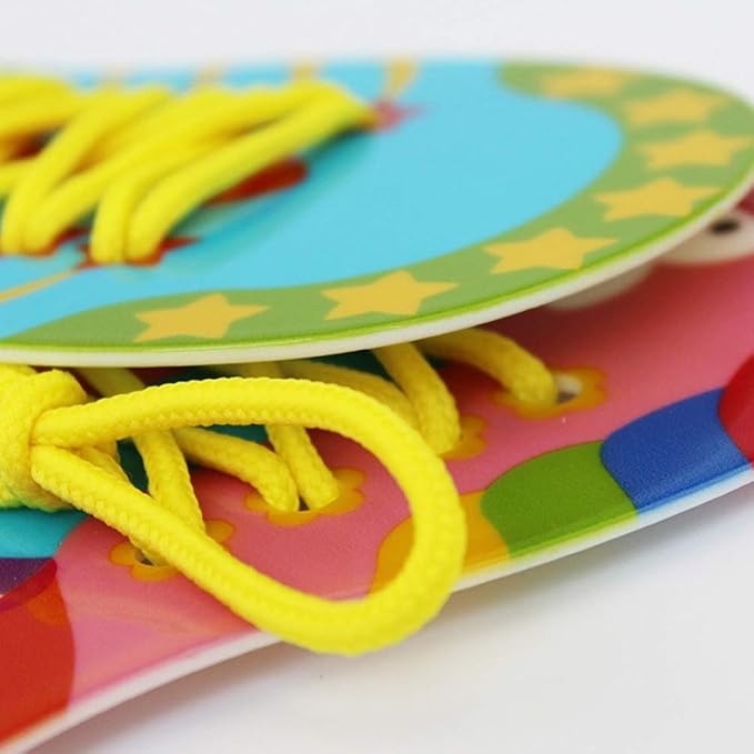NUOBESTY Threading Toys 4 Pcs Shoelace Lacing Activity Set for Toddlers Early Childhood Education Hand-Eye Coordination Skill Development