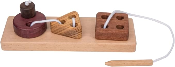 Adena Montessori Wooden Lacing Threading Toys,Geometric Lacing Toys for Toddlers,Educational Threading Shapes for Kids,Fine Motor Skills Gift for 1 2 3 4 Years Old Toddlers Baby Kids