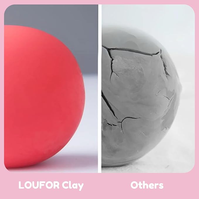 LOUFOR Air Dry Clay Kit -12 Animals Modeling Clay for Kids Arts and Crafts | Ultra Light & Soft,Safe & Non-Toxic,No-Sticky & Crack,DIY Molding Clay with Sculpting Tools,Party Favors Gifts for Girls Boys